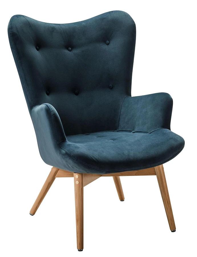 Кресло Хайбэк синий/нат.бук