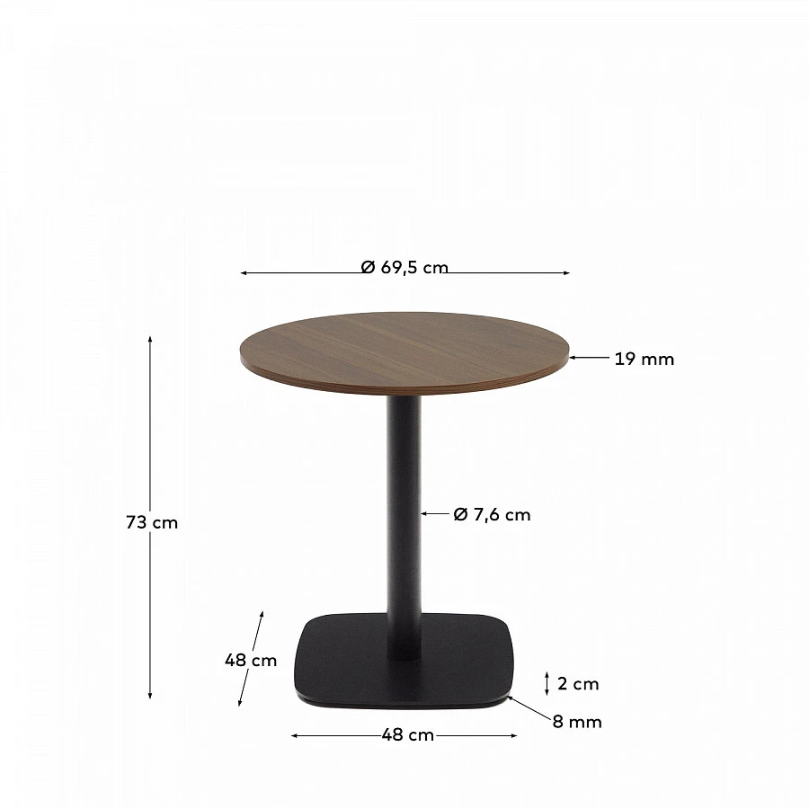 Dina Стол меламин орех./черн.мет.ножка Ø68x70 - фото 2