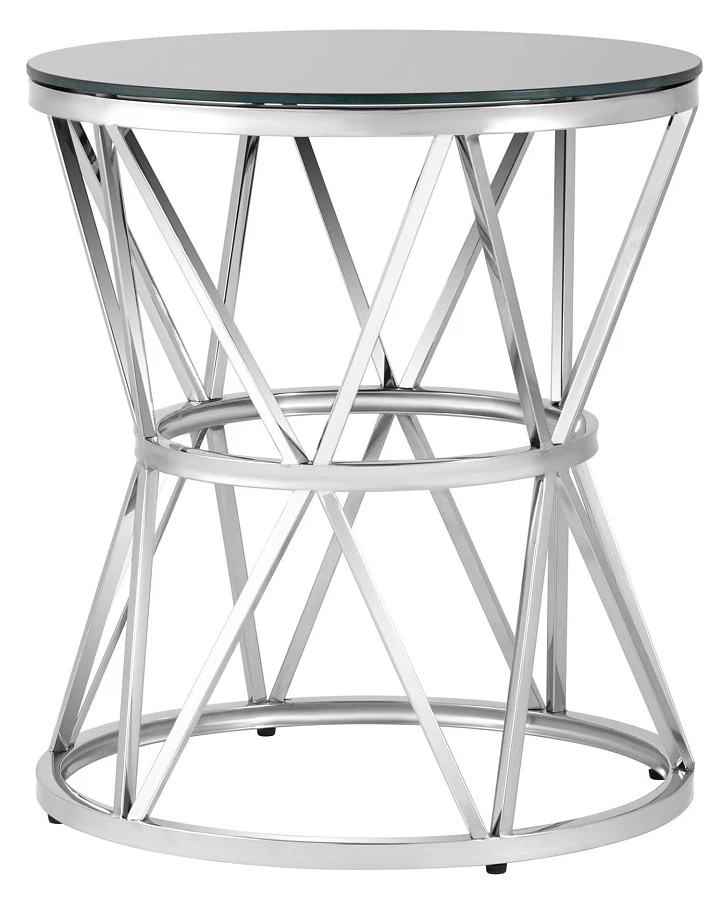 Журнальный стол 50*50 ВИВА серебро стекло черное