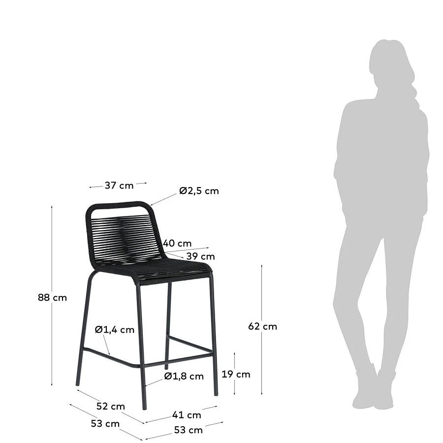 Полубарный стул Glenville 62 см черный - фото 7
